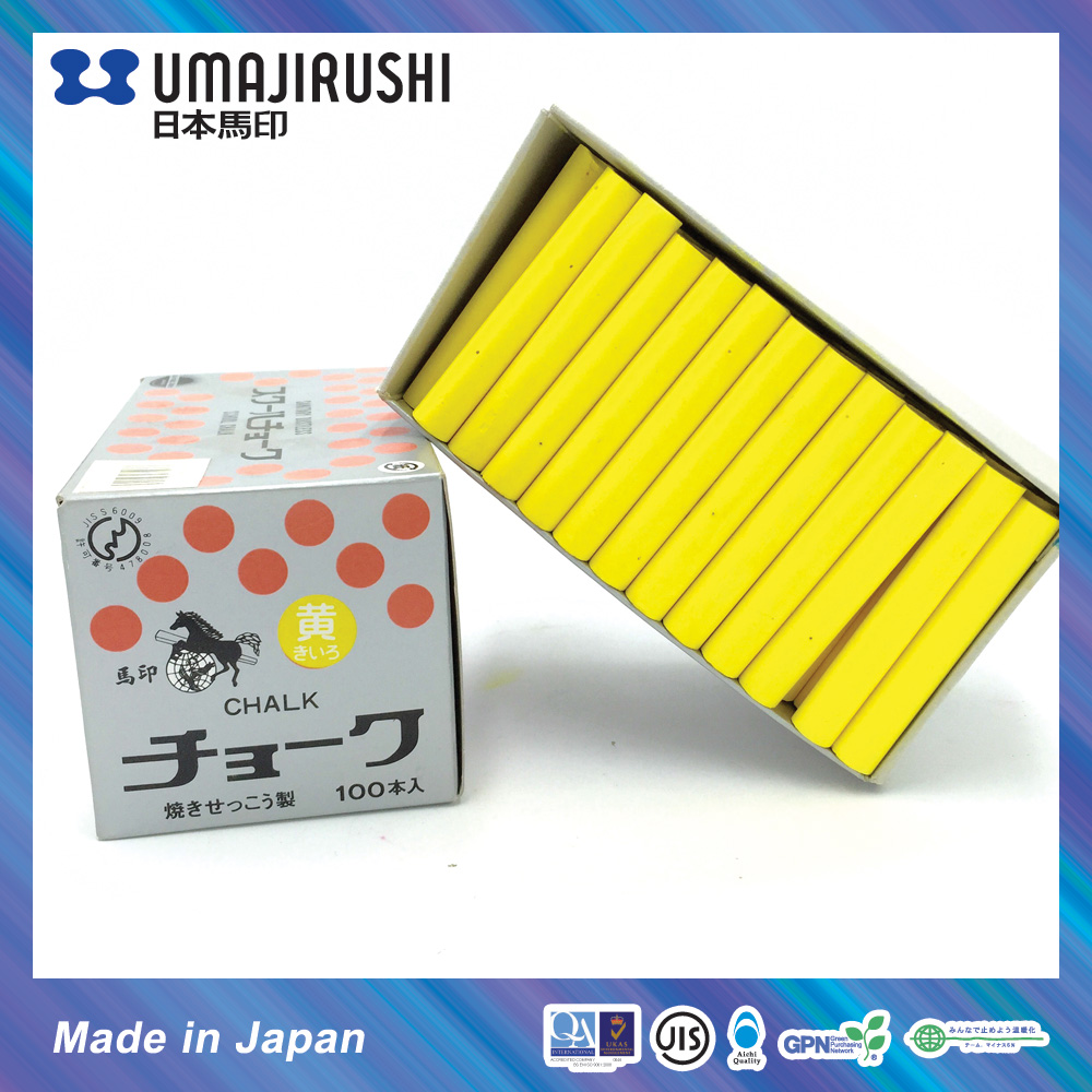 日本馬印 UMAJIRUSHI C205 學校經濟庄粉筆 (黃色) Yellow Chalk (Econ Chalk) 100支